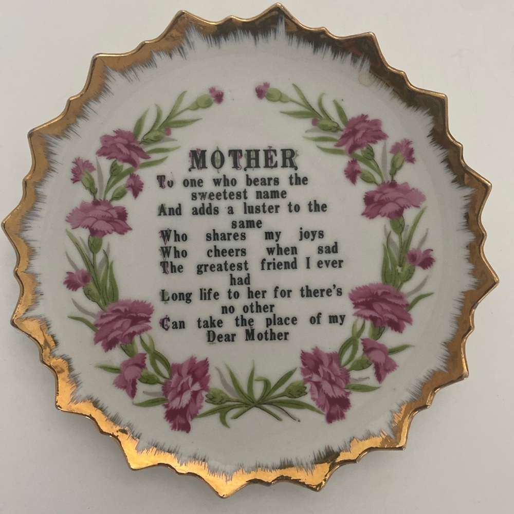 Vintage Mother Poem Plate, Vintage Porcelain Collectible Plates